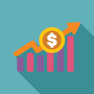 Yukarı doğru ok artan dolar oranını çubuk grafiğiyle temsil ediyor