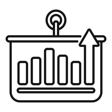 Artan ok simgesi ile pazarlama hedefi büyüyen bar tablosu ticari başarı kavramını temsil etmektedir