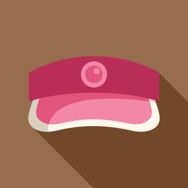 Çember logolu pembe tenis vizörü şık ve sportif bir görünüm yaratıyor.