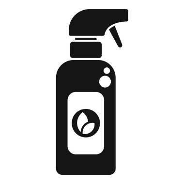 İçinde yaprak sembolü olan bir sprey şişenin siyah silüeti, çevre dostu içeriği gösteriyor.