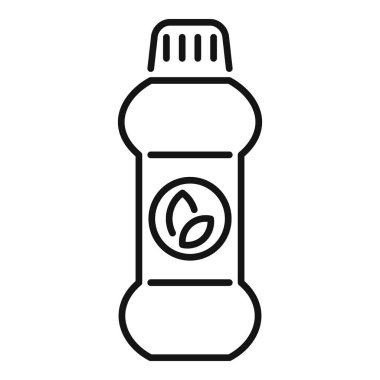 Plastik şişedeki çevre dostu temizlik ürününü temsil eden basit siyah çizgi vektör simgesi