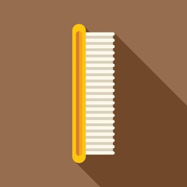 Kahverengi bir yüzeyde, uzun bir gölgesi olan sarı bir tarağın minimalist vektör çizimi