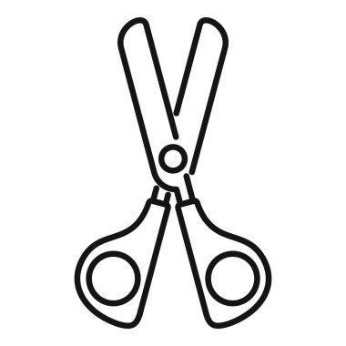 Kağıt, kumaş veya diğer malzemeler için keskin bıçaklı bir makas çiftini temsil eden siyah çizgili vektör simgesi