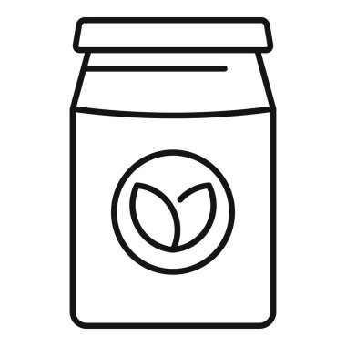 Yeşil yapraklı eko kavanozu için basit siyah ince çizgi simgesi organik biyolojik ürün ambalajı için yeşil yapraklı