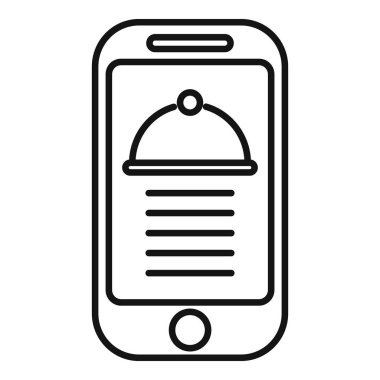 İnternet üzerinden yemek sipariş eden bir restoranı gösteren akıllı telefonu gösteren basit bir vektör