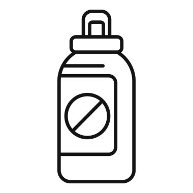 Yasak işareti olan bir şişeyi temsil eden basit siyah çizgi vektör simgesi, deterjanssız ürün kavramını getiriyor