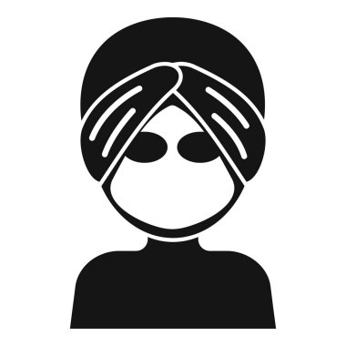 Türban takan bir adamın basit siyah-beyaz vektör simgesi