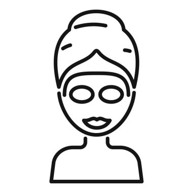 Kozmetik maske takan bir kadının çizgili sanat simgesi.