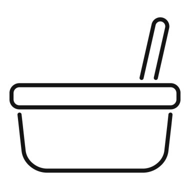 Yiyecek depolamak için ideal bir kap yiyecek içeren basit bir siyah-beyaz taşıyıcı simgesi