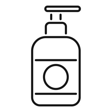 Pompalı bir şişenin basit bir vektör çizimi beyaz arka planda izole edilmiş sıvı sabunu dışarı itiyor.