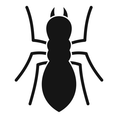 Sekiz bacaklı siyah bir örümceğin silüeti yukarıdan görünüyor, beyaz bir arkaplanda izole edilmiş.