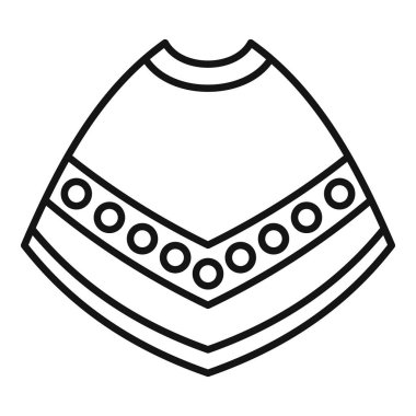 Latin Amerika kültürünü temsil eden süslemeli geleneksel bir Meksika pançosunun basit vektör simgesi.