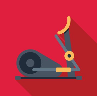 Bu düz tasarım ikonu eliptik bir bisiklete sahiptir, fitness kavramlarını temsil etmek için mükemmeldir.