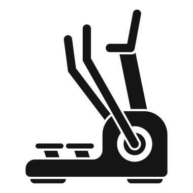 Eliptik bir eğitmenin siyah silueti, kardiyovasküler egzersiz için kullanılan bir fitness makinesi.