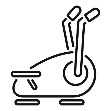 Beyaz arka planda siyah anahatlı egzersiz yapmak için basit eliptik eğitmen simgesi, fitness ve spor aletleri