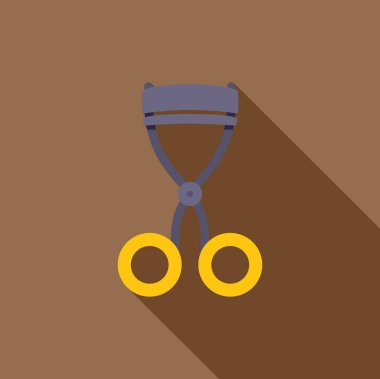 Kirpik bigudisi, minimalist düz dizayn tarzında uzun bir gölgeyle gösterilir.