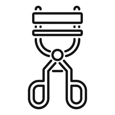 Bu minimalist çizgi sanat ikonu kirpik bigudisini temsil eder, kirpiklerin kıvrımlarını daha dramatik ve geniş bakışlar için geliştiren bir araçtır.