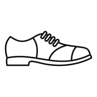 Klasik, zarif, bağcıklı erkek resmi ayakkabısının basit çizgi vektör simgesi.