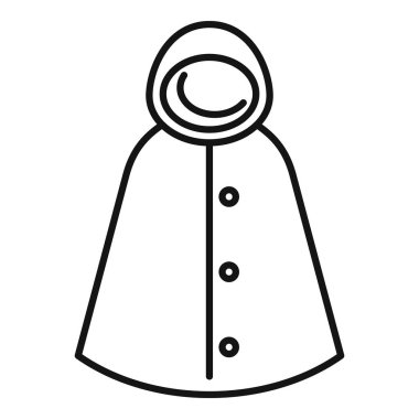 Düğmeli ve kapüşonlu yağmurluk sağanak simgesinden korunuyor