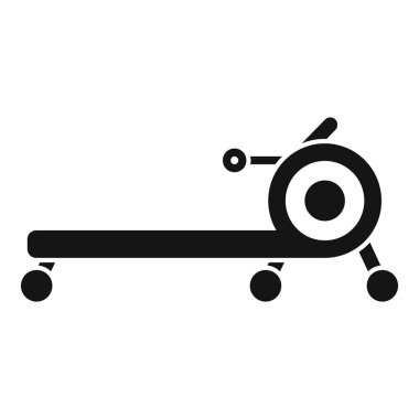 Spor yapmak ve egzersiz yapmak için kullanılan kürek makinesinin siyah ve beyaz silueti