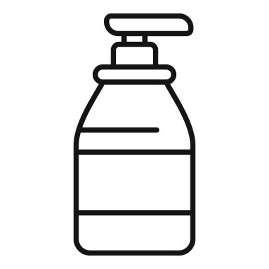 Plastik bir kozmetik şişesinin basit siyah beyaz simgesi, şeker pompası, güzellik ürünleri için kullanışlı.