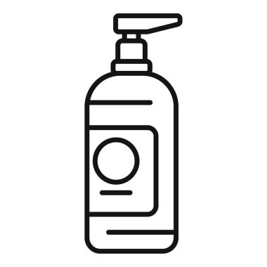 İçinde güzellik ürünü bulunan bir şişe dağıtıcısının basit siyah beyaz çizgisi.