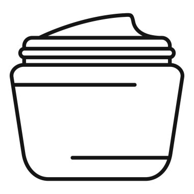 Üstünde krema olan açık bir kozmetik krema kavanozunun çizgi çizimi