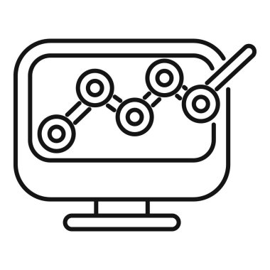 Bir bilgisayar ekranının çizgi sanat vektör simgesi büyüyen bir ok grafiğiyle engelleme teknolojisini gösteriyor