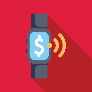 Smartwatch NFC teknolojisiyle kablosuz ödeme gönderiyor, ekranda dolar işareti gösteriliyor