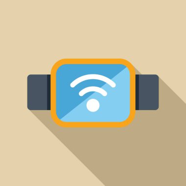 Bej bir arkaplanda uzun bir gölgeye sahip kablosuz bağlantı sembolü gösteren akıllı saat