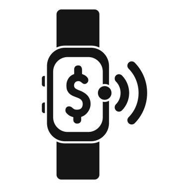 Çevrimiçi NFC ödeme işlemi yapan bir smartwatch için siyah glyph simgesi