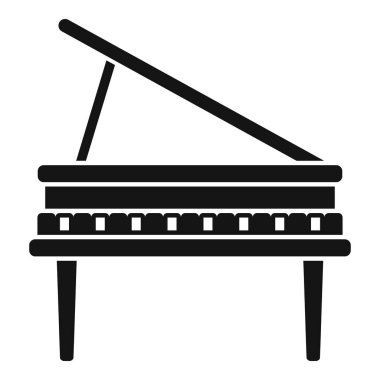 Bu, üstü açık ve çalınmaya hazır bir kuyruklu piyanonun basit bir vektör simgesi.