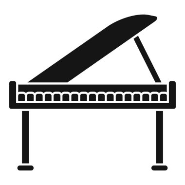 Klasik müzik için kullanılan bir müzik aletini temsil eden kuyruklu piyanonun siyah silüeti.