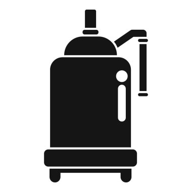 Bira demlemek için kullanılan bir bira makinesinin siyah silueti, beyaz arka planda izole edilmiş.