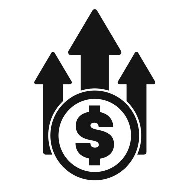 Bir doların siyah beyaz simgesi üç okla artarak para değerini artırıyor