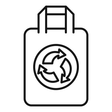 İçinde geri dönüşüm sembolü bulunan, ekolojik bilinçli tüketici seçeneklerini temsil eden bir alışveriş poşeti çizimi