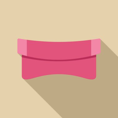 Yuvarlak kenarlı pembe yoga minderi, fitness ve pilates egzersizleri için tasarlanmış, uzun gölgeli bej bir arka planda yatıyor.