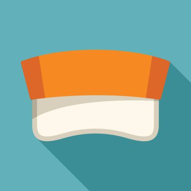 Mavi arka planda turuncu çizgili beyaz güneşlik, markalaşma vizörü, kurumsal kimlik modeli.