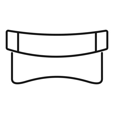 Yüz simgesini koruyan plastik vizör, ana hatlı vektör işareti, beyaz üzerine izole edilmiş doğrusal biçim pictogram