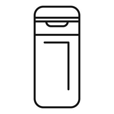 Yeniden kullanılabilir bir su şişesinin sade siyah beyaz vektörü, sürdürülebilirliği desteklemek için mükemmel.