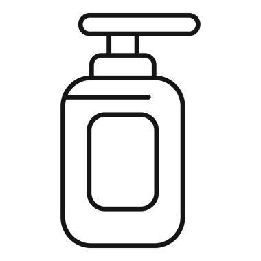 Krema veya jöle için pompalı bir şişe dağıtıcısının beyaz arka planda izole edilmiş basit siyah beyaz çizgisi.