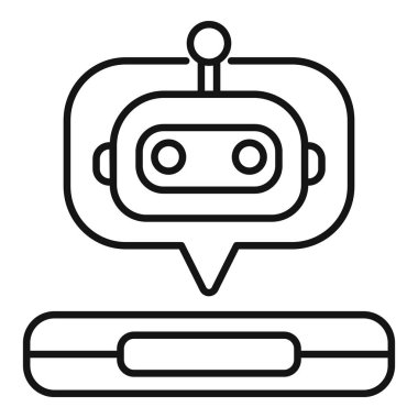 Akıllı telefondan konuşan ve kullanıcılara yardım eden yapay zekayı temsil eden basit bir sohbet robotu simgesi