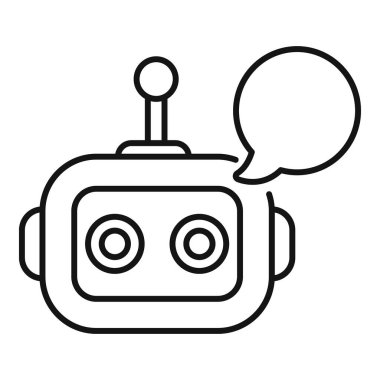 Chatbot beyaz arkaplanda izole edilmiş web tasarımı için konuşma balonu ana hatları simgesi vektörü ile konuşuyor
