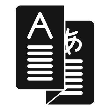 Bu basit vektör simgesi bir belgeyi bir dilden diğerine çevirme kavramını temsil eder.