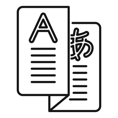 Bu simge dil çevirisi kavramını temsil ediyor, kültürler arasında iletişim boşluklarını köprülemek.