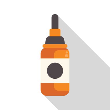 Boş etiketli turuncu damlacık şişesi beyaz arkaplanın üzerine uzun gölgeler bırakıyor