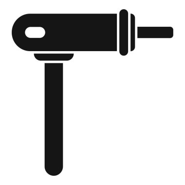 Beyaz arkaplanda basit bir şekilde simge tutan inşaat aracı delme delici