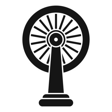 Eski su değirmeni çarkı tabanda, yan görüşte basit bir değirmen tekerinin siyah beyaz simgesi.