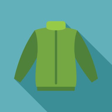 Fermuarlı ve uzun kollu yeşil ceket. Soğuk kış aylarında sıcak kalmak için mükemmel.
