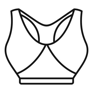 Bu minimalist çizgi sanat ikonu bir spor sütyenini tasarım ve amacını vurgulayarak tasvir eder.